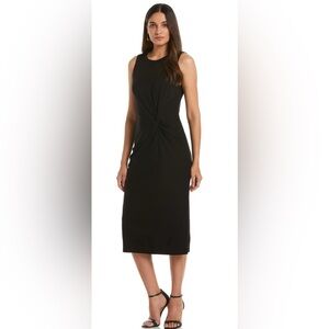 PONTE KNIT TWIST FRONT MIDI DRESS